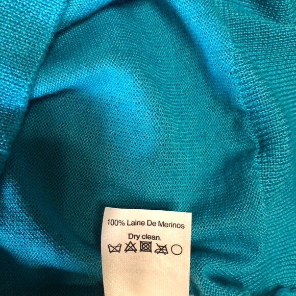 J Crew 100% Merino Wool Crewneck 3/4 Sleeve Blue Sweater Size S - Picture 9 of 9